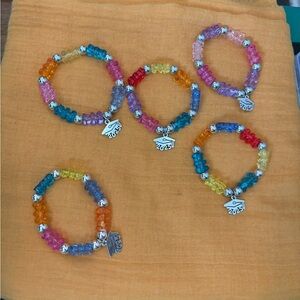 Blue and Pink Beaded Jewelry with Butterfly Charm